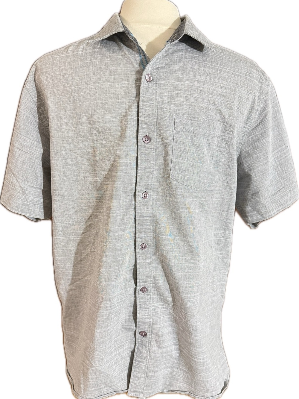 Across The Pond Men's Short-Sleeve Button-Up Shirt in Light Gray